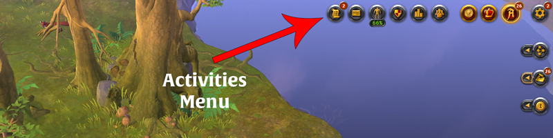 Activities menu in Albion Online